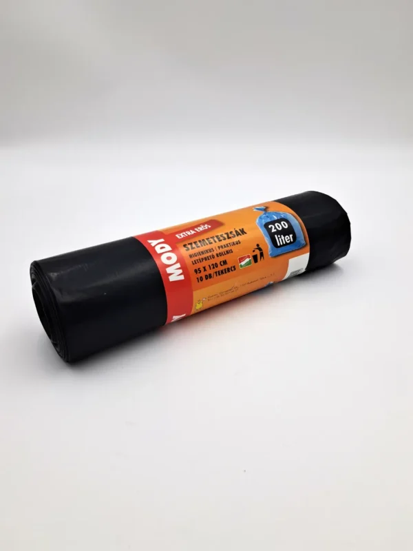 Szemetes zsák 200l (10db/tekercs, 950×1200mm, fekete)